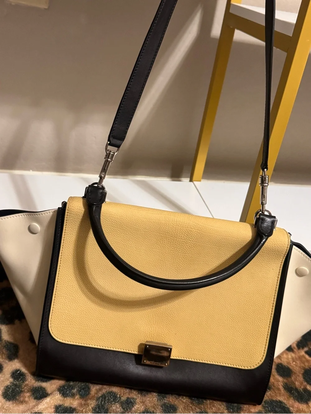 Celine Tricolor Trapeze Bag - Beige, Black & White